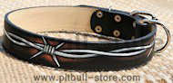 Hand painted by our artists leather dog collar - Barbed Wire