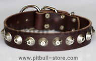 Gorgeous Wide Leather Dog Collar - Brown,Black,White color Gorgeous Wide Leather Dog Collar - Brown,Black,White color