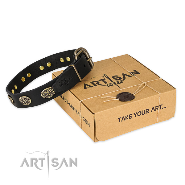 Perfect fit genuine leather dog collar for stylish walking