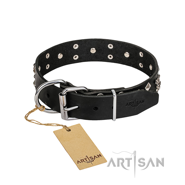 Leather dog collar with polished edges for comfy everyday appliance