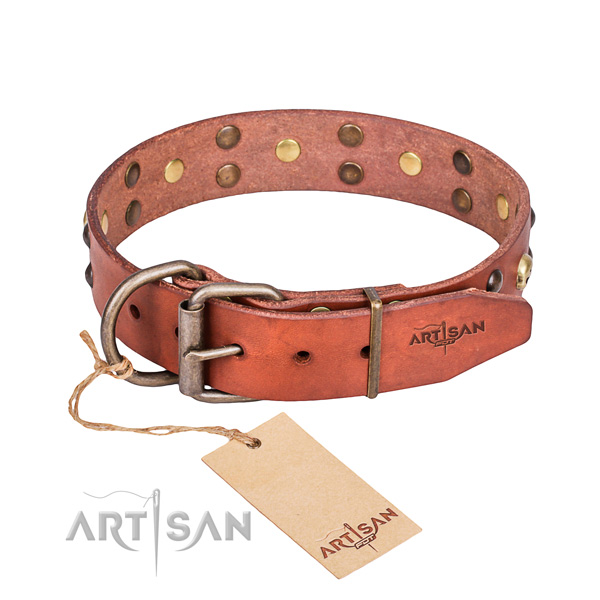 Genuine leather dog collar for reliable use