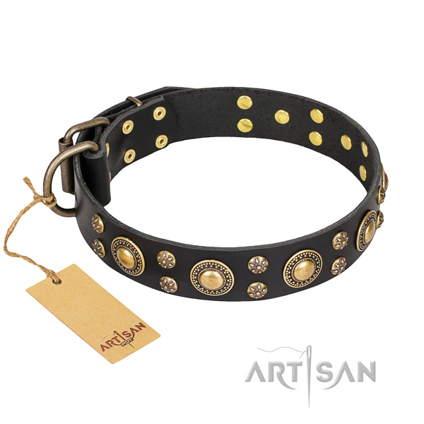 Long-lasting leather dog collar with corrosion-resistant elements