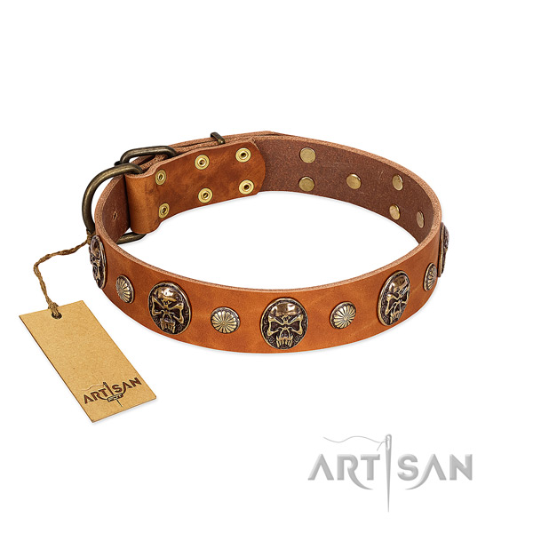 Unique genuine leather dog collar for comfortable wearing