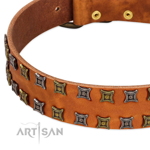 Soft to touch full grain natural leather dog collar for your impressive pet