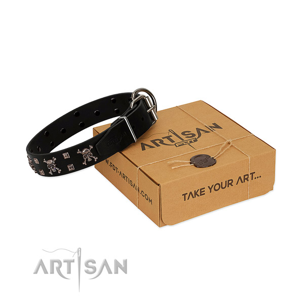 Daily use top rate genuine leather dog collar