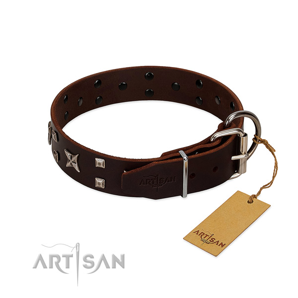 Soft to touch leather collar crafted for your four-legged friend