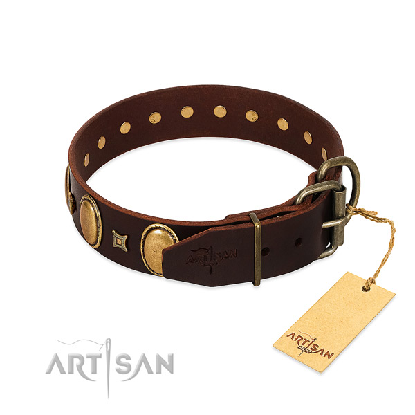 High quality full grain leather collar crafted for your dog