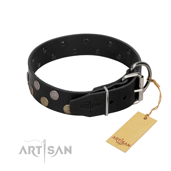 Top notch leather dog collar with durable hardware