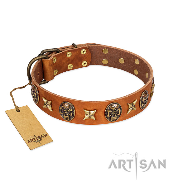 Easy to adjust full grain genuine leather collar for your pet