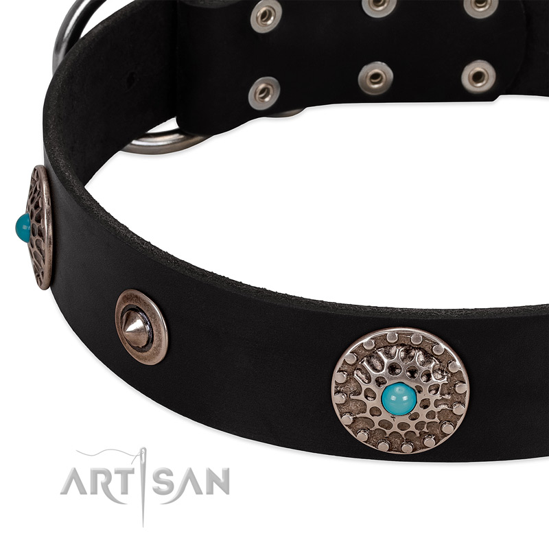 Gold Mine' FDT Artisan Black Leather Dog Collar with Amazing Bronze-Plated  Round Studs [C218#1073 Decorated Black Leather Dog Collar] - $52.99 : Best  quality dog supplies at crazy reasonable prices - harnesses
