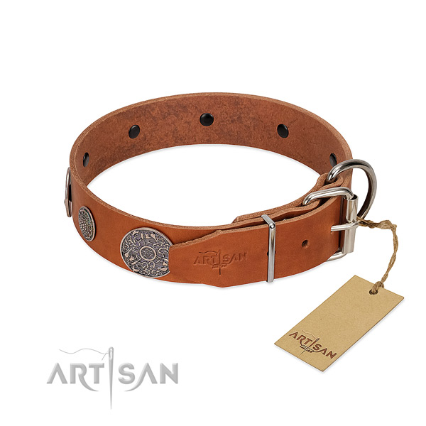 Best quality natural genuine leather collar for your impressive canine