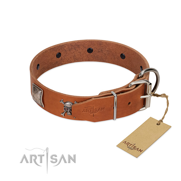 Handmade genuine leather collar for your handsome pet